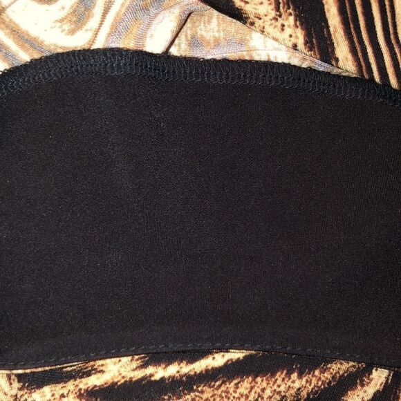 MK S Leopard Print Black Ivory Tan Long Sleeve Back Zip Jersey Shift Dress - Picture 12 of 14